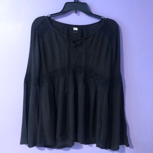 Hollister Bell Sleeve Black Blouse